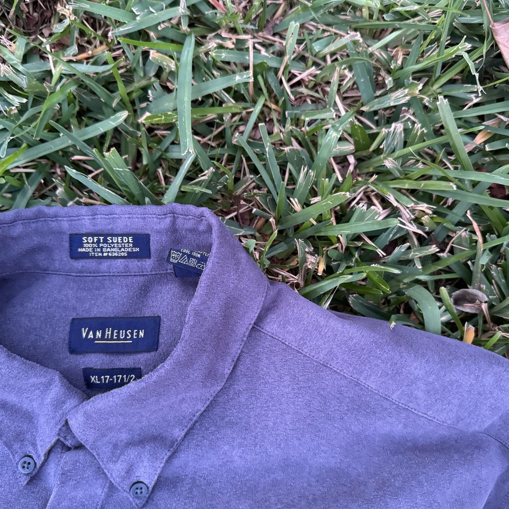 Van Heusen XL Men's Soft Suede Blue Shirt